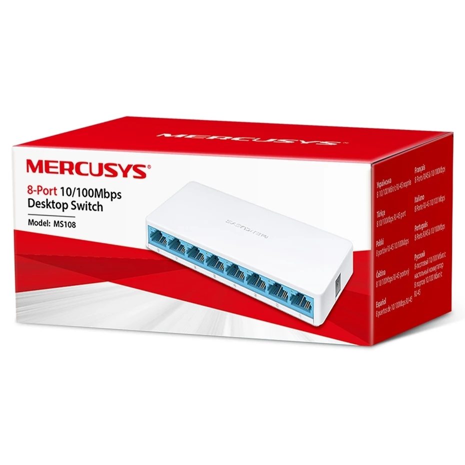 Сетевой коммутатор mercusys ms108, 8x 10/100 мбит/с 5