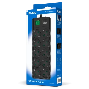 Prelungitor electric sven sf-10e-16, 10 prize, 1,8m, negru Thumbnail 7