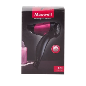 Компактный фен maxwell mw-2007, 1200 вт, чёрный | розовый Thumbnail 6