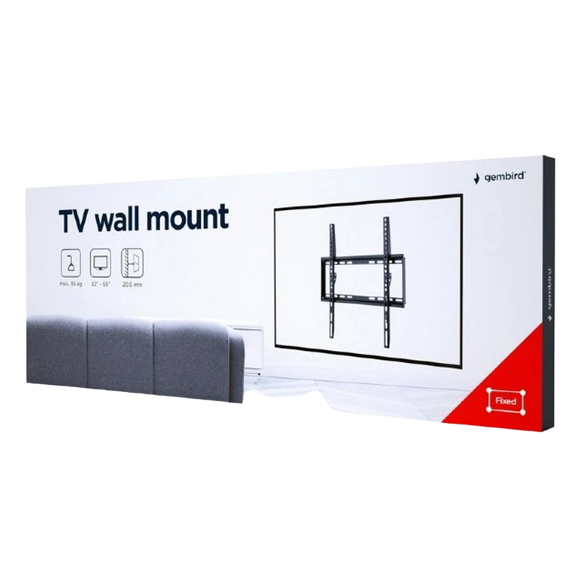 Фиксированное настенное крепление gembird wm-55f-04, чёрный 2