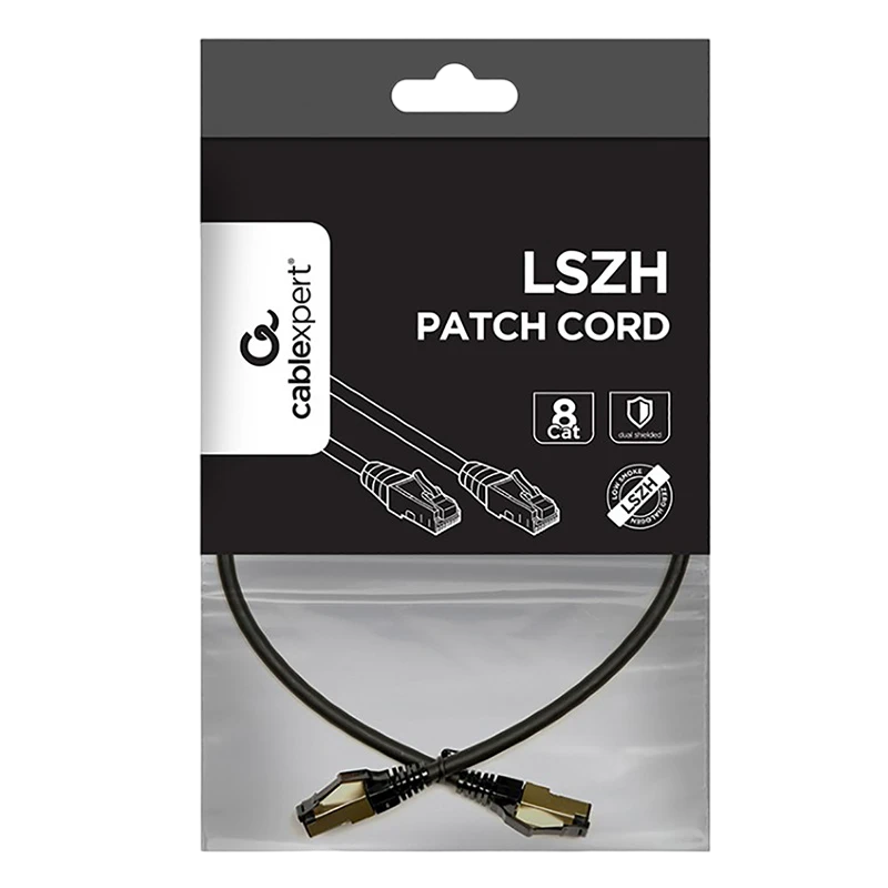 Патч-корд cablexpert pp8-lszhcu-bk-0.5m, cat8 s/ftp, 0,5м, чёрный 2