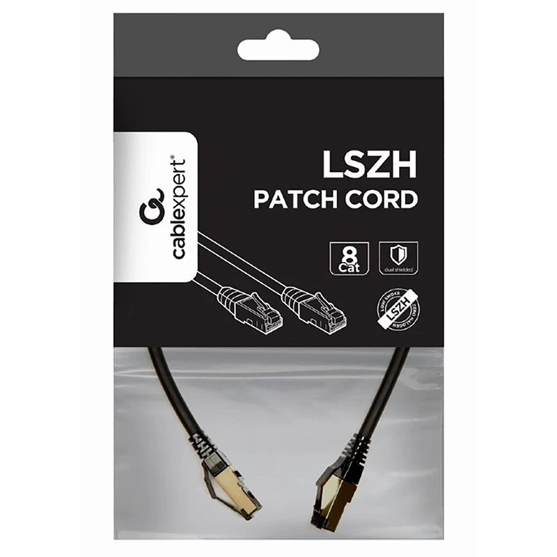 Патч-корд cablexpert pp8-lszhcu-bk-0.5m, cat8 s/ftp, 0,5м, чёрный 4