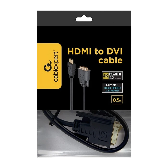 Cablu video cablexpert cc-hdmi-dvi-0.5m, hdmi (m) - dvi-i (m), 0,5m, negru 4