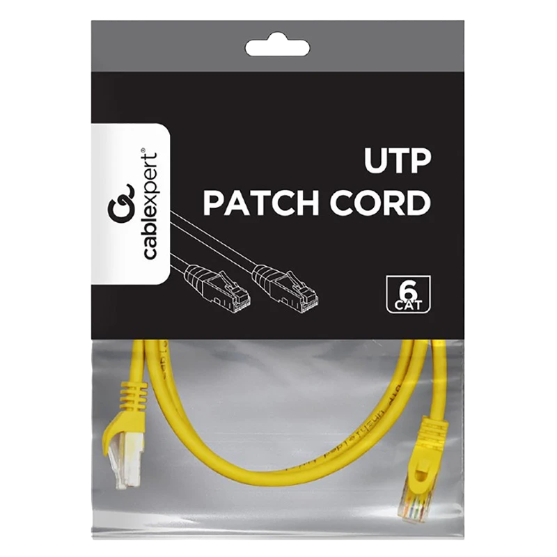 Patch cord cablexpert pp6u-0.5m/y, cat6 utp, 0,5m, galben 2