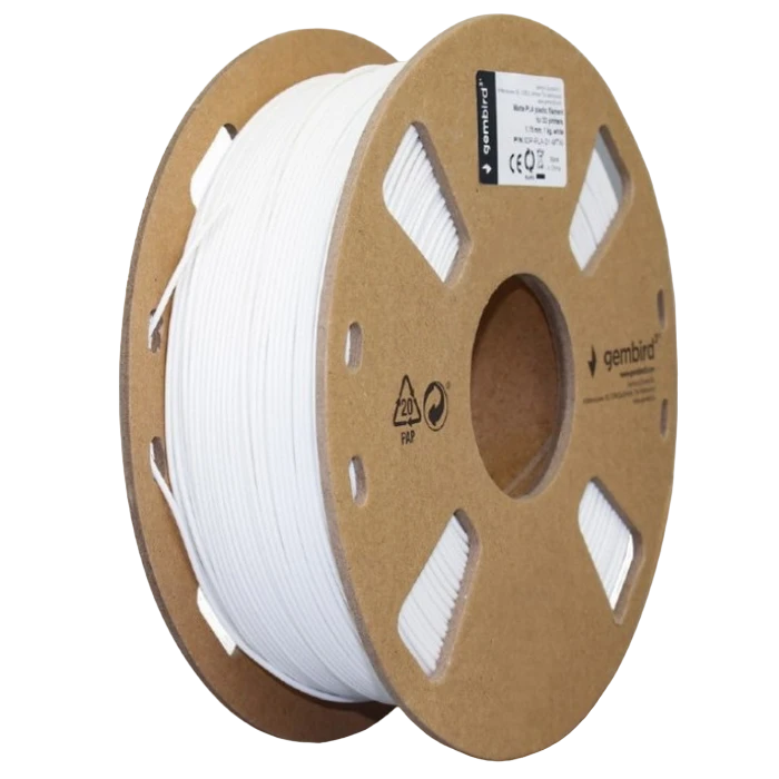 Нить для 3d-принтера gembird 3dp-pla-01-mtw, pla, белый матовый , 1.75 мм, 1кг 3