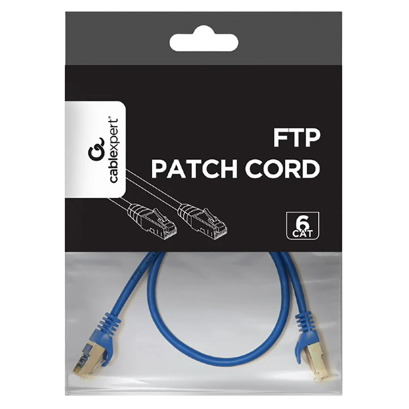 Патч-корд cablexpert pp6-0.5m/b, cat6 ftp , 0,5м, синий 4