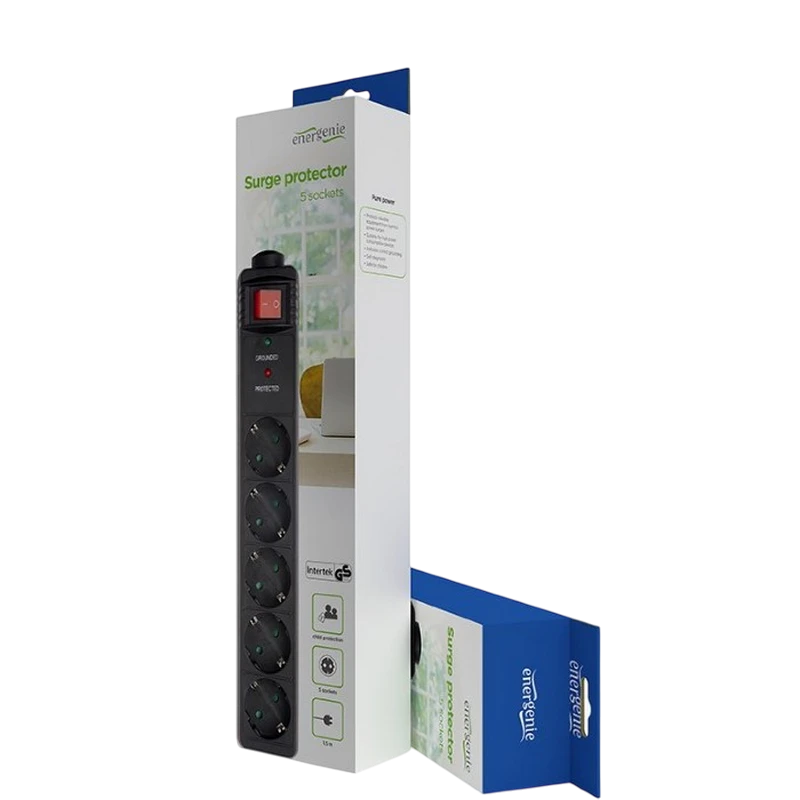 Сетевой фильтр gembird spg5-c-5, 5 розеток, 1.5м, чёрный 2