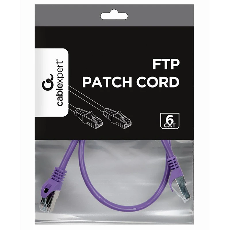Патч-корд cablexpert pp6-0.5m/v, cat6 ftp , 0,5м, фиолетовый 5