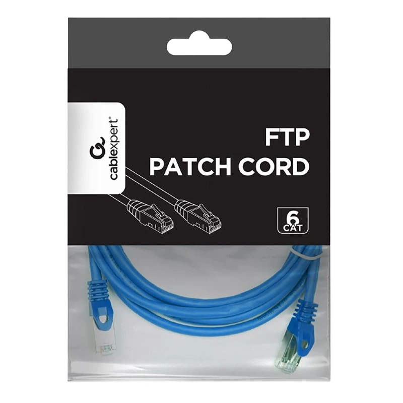 Патч-корд cablexpert pp6-3m/b, cat6 ftp , 3м, синий 6