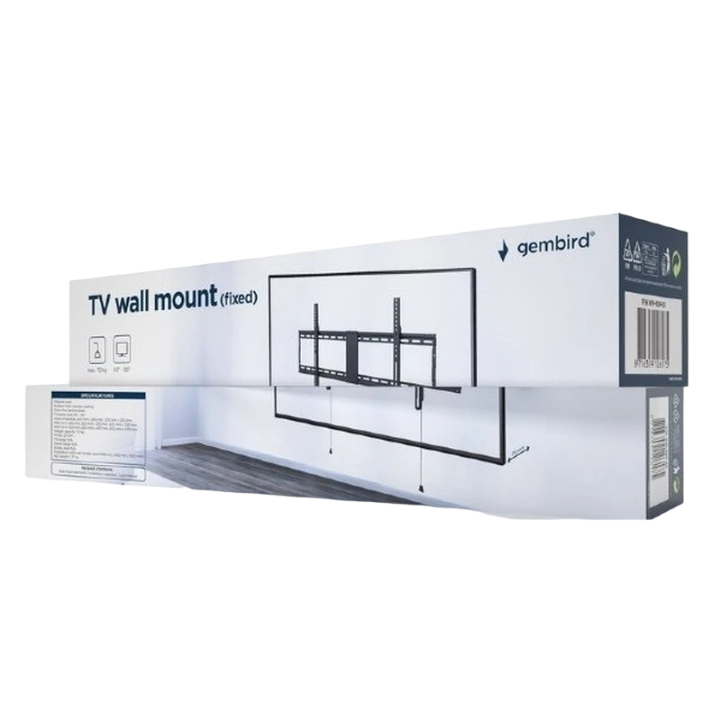 Настенное крепление для телевизора gembird wm-90f-01, чёрный 2