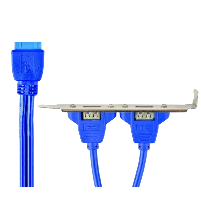 Receptor usb 3.0 dublu pe suport cablexpert cc-usb3-receptacle, albastru 2