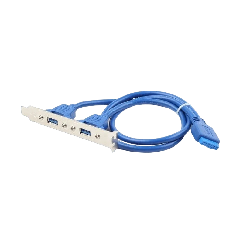 Двойная розетка usb 3.0 на кронштейне cablexpert cc-usb3-receptacle, синий 3