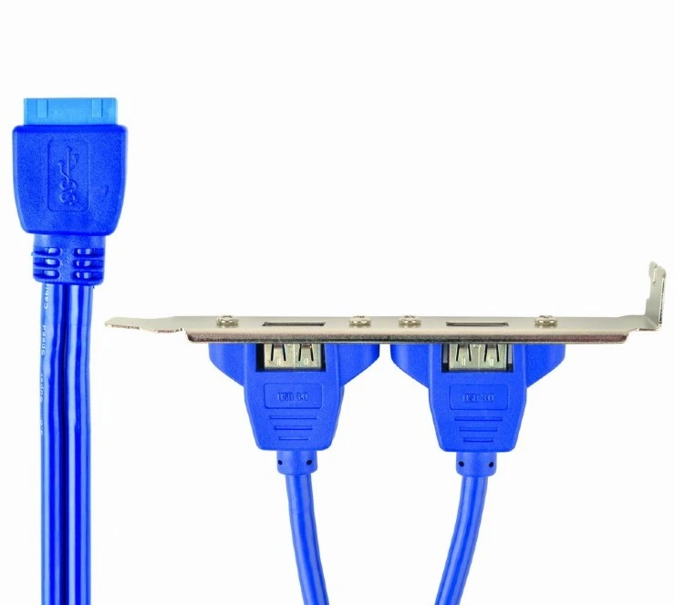 Двойная розетка usb 3.0 на кронштейне cablexpert cc-usb3-receptacle, синий 4