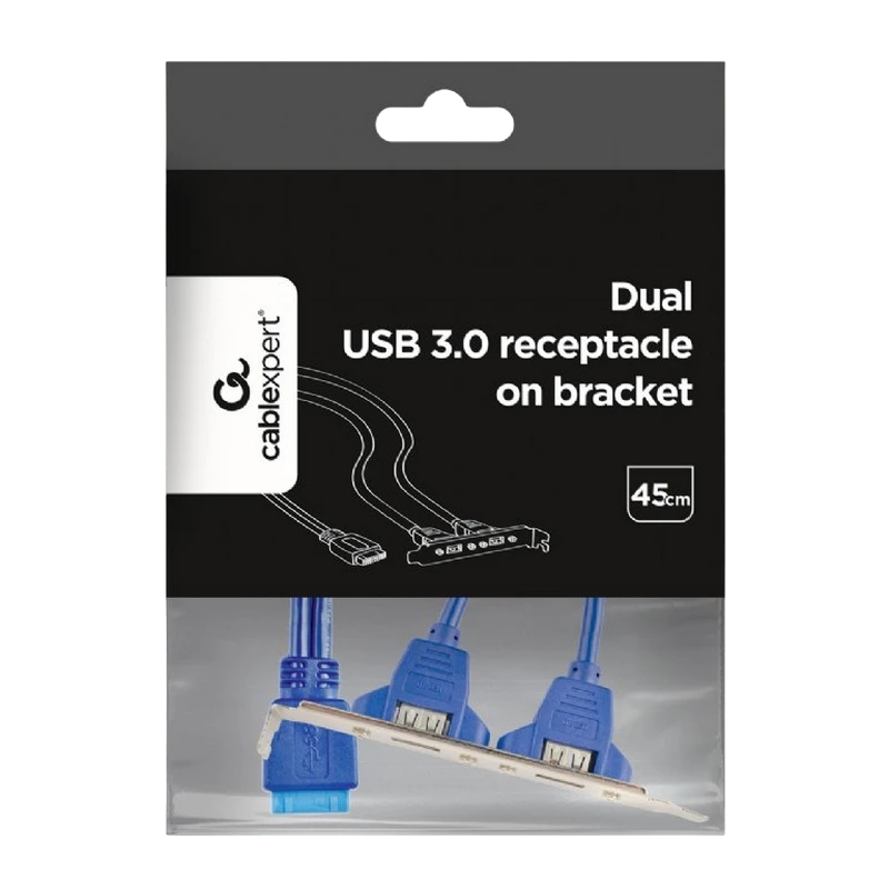 Двойная розетка usb 3.0 на кронштейне cablexpert cc-usb3-receptacle, синий 2