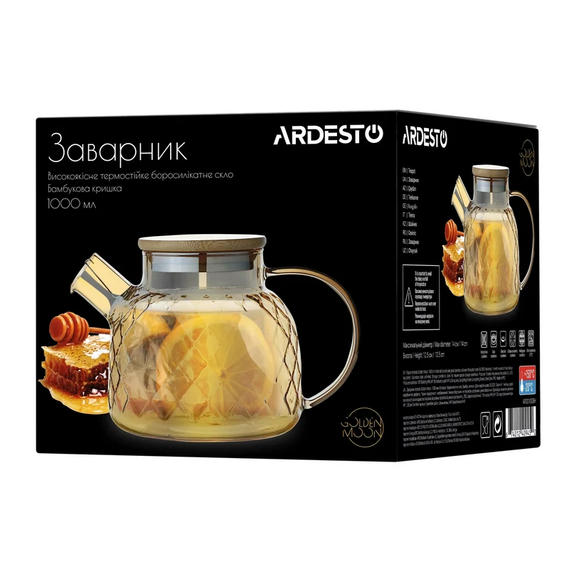 Заварочный чайник ardesto golden moon ar3010gbh, 1л, золотой 4