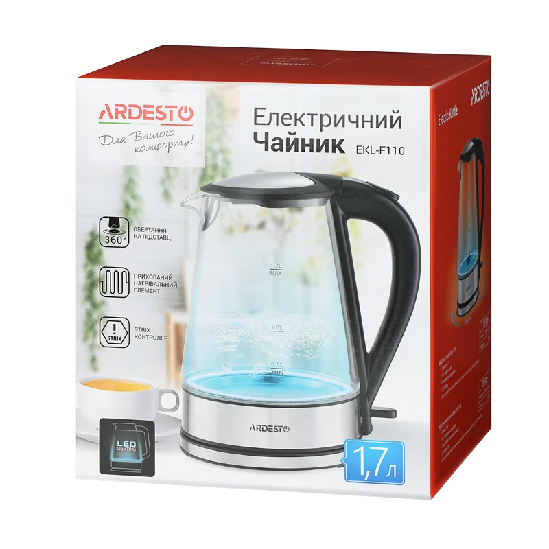 Электрочайник ardesto ekl-f110, нержавеющая сталь | черный 2