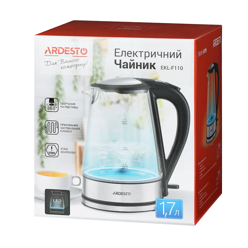 Электрочайник ardesto ekl-f110, нержавеющая сталь | черный 2