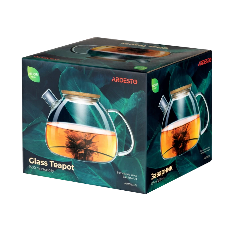 Заварочный чайник ardesto ar3015gbi, 1,5л, прозрачный 2