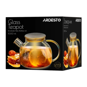 Заварочный чайник ardesto ar3010gbg, 1л, прозрачный | золотой Thumbnail 4