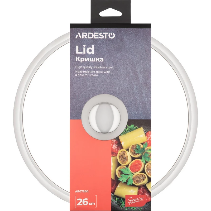 Крышка ardesto lid gemini ar0726g, 26см, нержавеющая сталь 2
