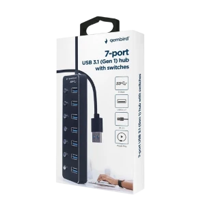 Adaptor hub gembird uhb-u3p7p-01, negru Thumbnail 2