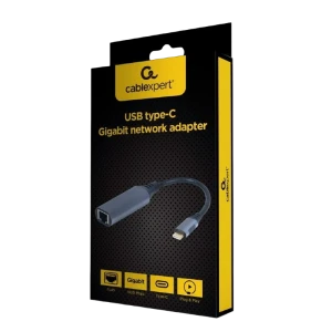 Адаптер usb cablexpert a-usb3c-lan-01, usb type-c (m) - , 0,15м, серый Thumbnail 2