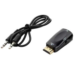 Convertor video/audio cablexpert a-hdmi-vga-02, hdmi - vga d-sub + 3.5 mm jack, negru
