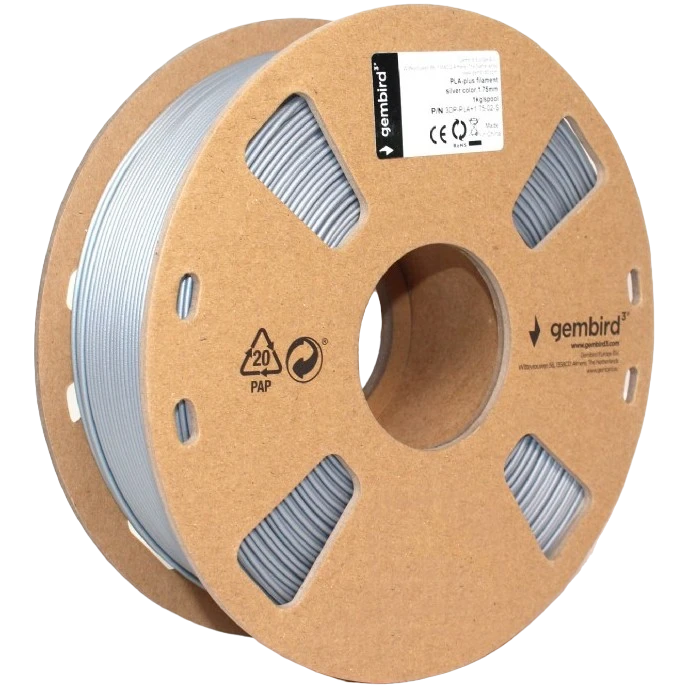 Нить для 3d-принтера gembird 3dp-pla1.75-01-s, pla, серебро, 1.75 мм, 1 кг 3