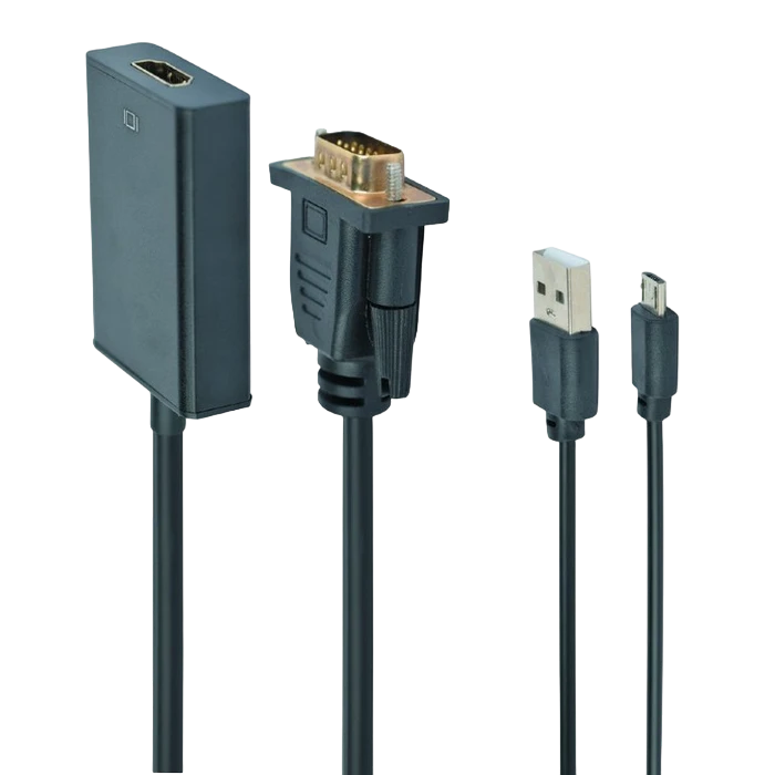 Convertor video/audio cablexpert a-vga-hdmi-01, vga d-sub + 3.5 mm jack - hdmi (f), 0,15m, negru 2