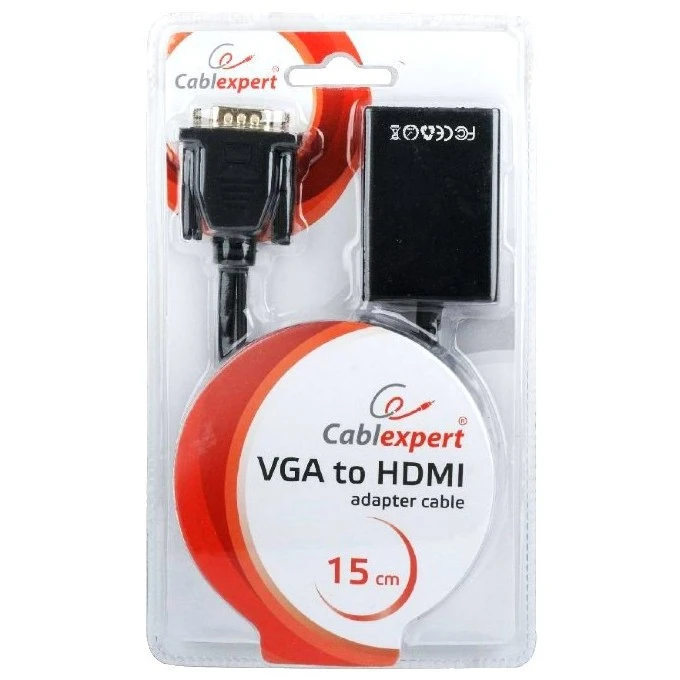 Видео/audio конвертер cablexpert a-vga-hdmi-01, vga d-sub + 3.5 mm jack - hdmi (f), 0,15м, чёрный 3