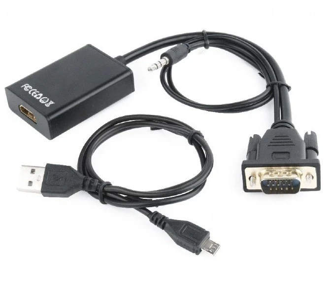 Видео/audio конвертер cablexpert a-vga-hdmi-01, vga d-sub + 3.5 mm jack - hdmi (f), 0,15м, чёрный 5