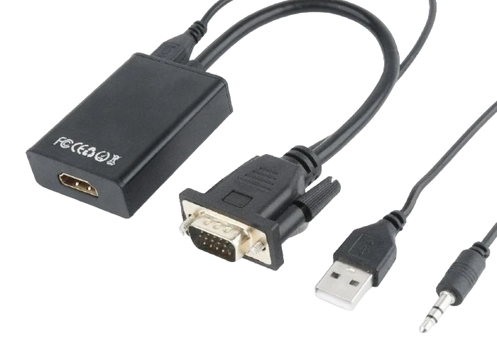 Видео/audio конвертер cablexpert a-vga-hdmi-01, vga d-sub + 3.5 mm jack - hdmi (f), 0,15м, чёрный 7