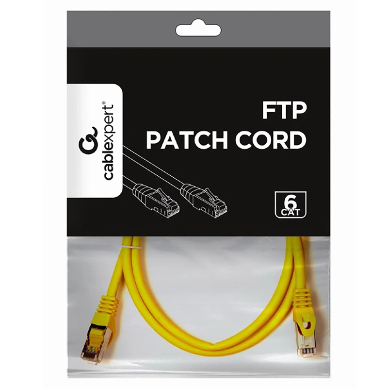 Патч-корд cablexpert pp6-1m/y, cat6 ftp , 1м, жёлтый 6