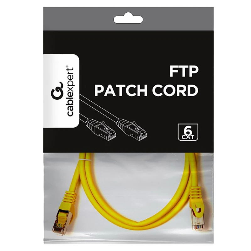 Патч-корд cablexpert pp6-1m/y, cat6 ftp , 1м, жёлтый 2