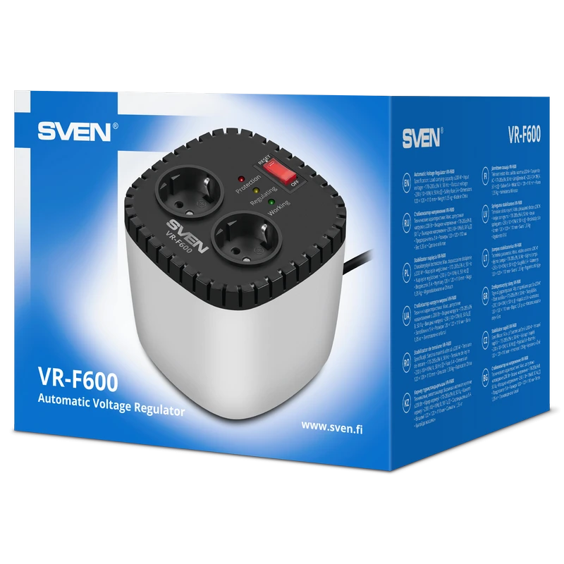 Stabilizator de tensiune sven vr-f600, alb 5