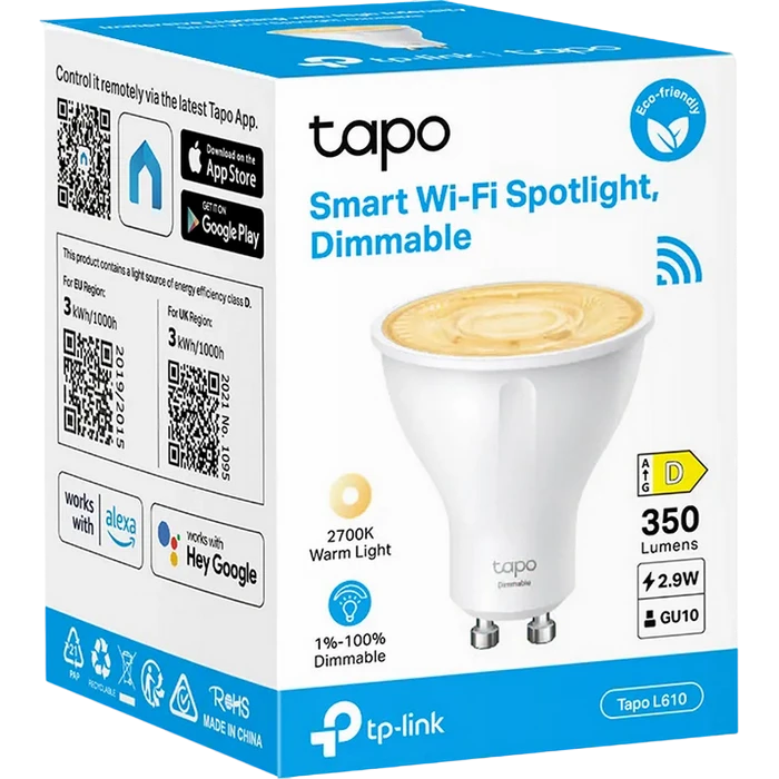 Bec cu led tp-link tapo l610, gu10, alb 6