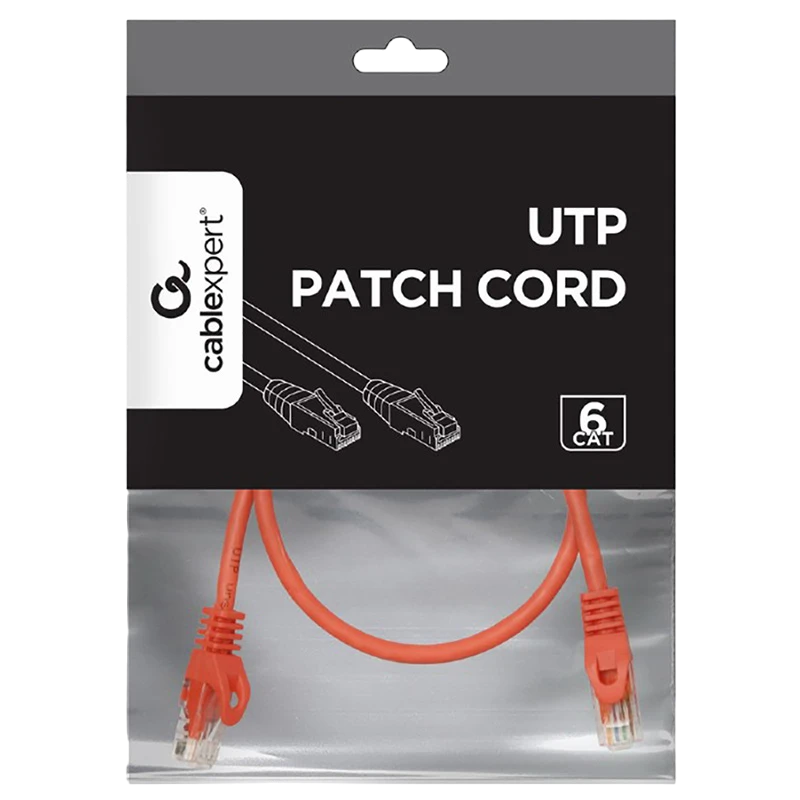 Patch cord cablexpert pp6u-0.5m/r, cat6 utp, 0,5m, roșu 6