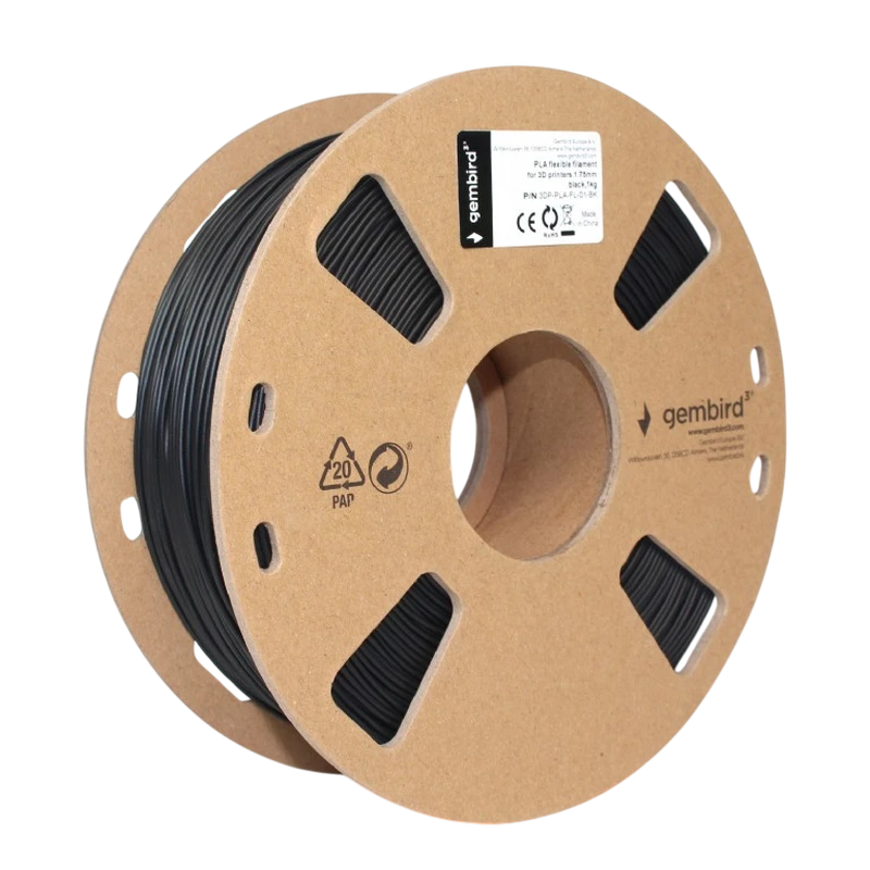 Нить для 3d-принтера gembird 3dp-pla-fl-01-bk, pla, черный, 1.75 мм, 1кг 3