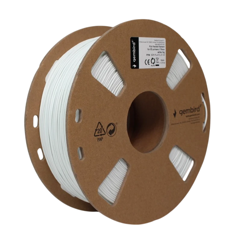 Filament pentru imprimantă 3d gembird 3dp-pla-fl-01-w, pla, alb, 1.75 mm, 1kg 3