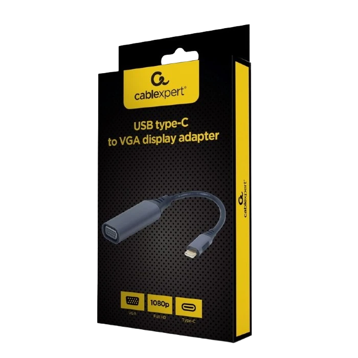 Adaptor video cablexpert a-usb3c-vga-01, usb type-c (m) - vga d-sub (f), 0,15m, gri 6