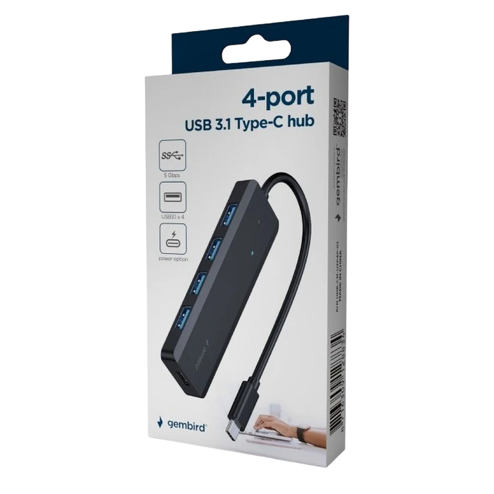 Adaptor hub gembird uhb-cm-u3p4p-01, negru 5