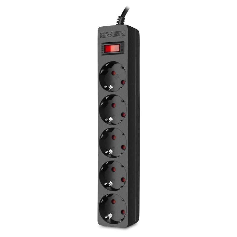 Prelungitor electric sven sf-05e, 5 prize, 1,8m, negru 3