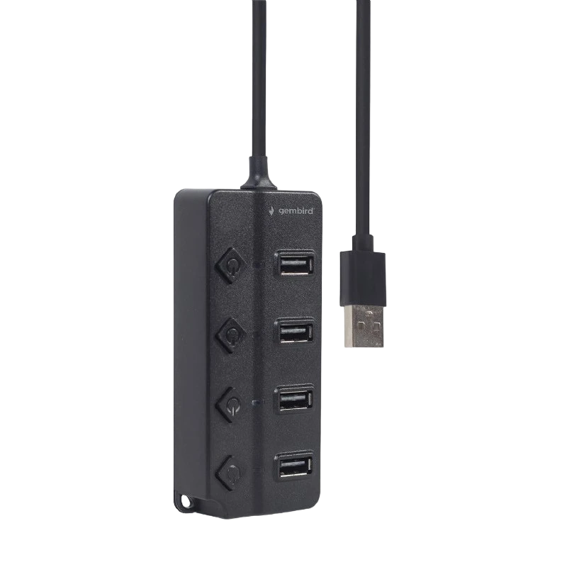 Usb-концентратор gembird uhb-u2p4p-01, чёрный 8