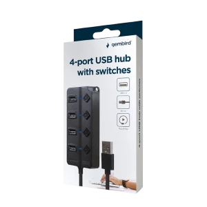 Usb-концентратор gembird uhb-u2p4p-01, чёрный Thumbnail 2