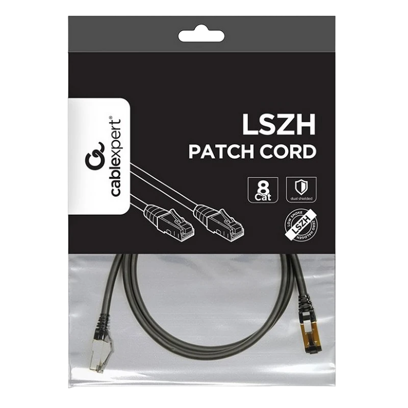 Patch cord cablexpert pp8-lszhcu-bk-1m, cat8 s/ftp, 1m, negru 5