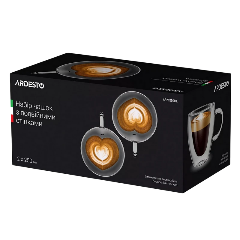 Set cupe ardesto ar2625ghl, 250 ml, 2 bucs, transparent 2