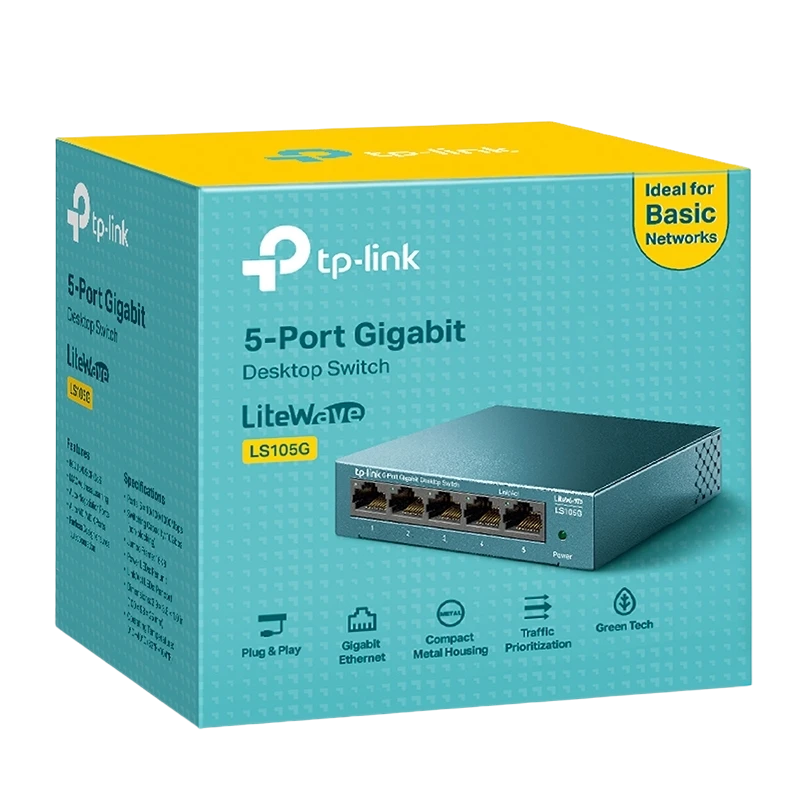 Сетевой коммутатор tp-link ls105g, 5x 10/100/1000 мбит/с 4