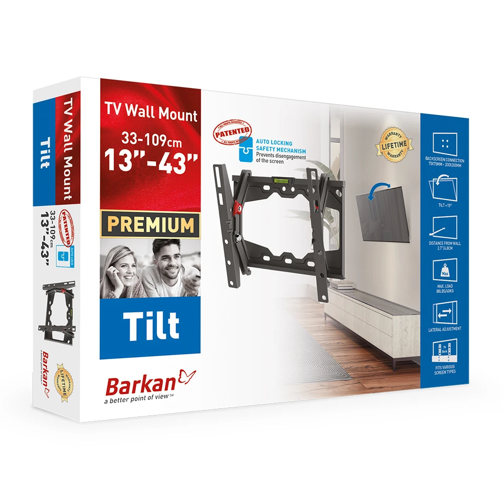 Suport înclinat pe perete barkan e210+, negru 3
