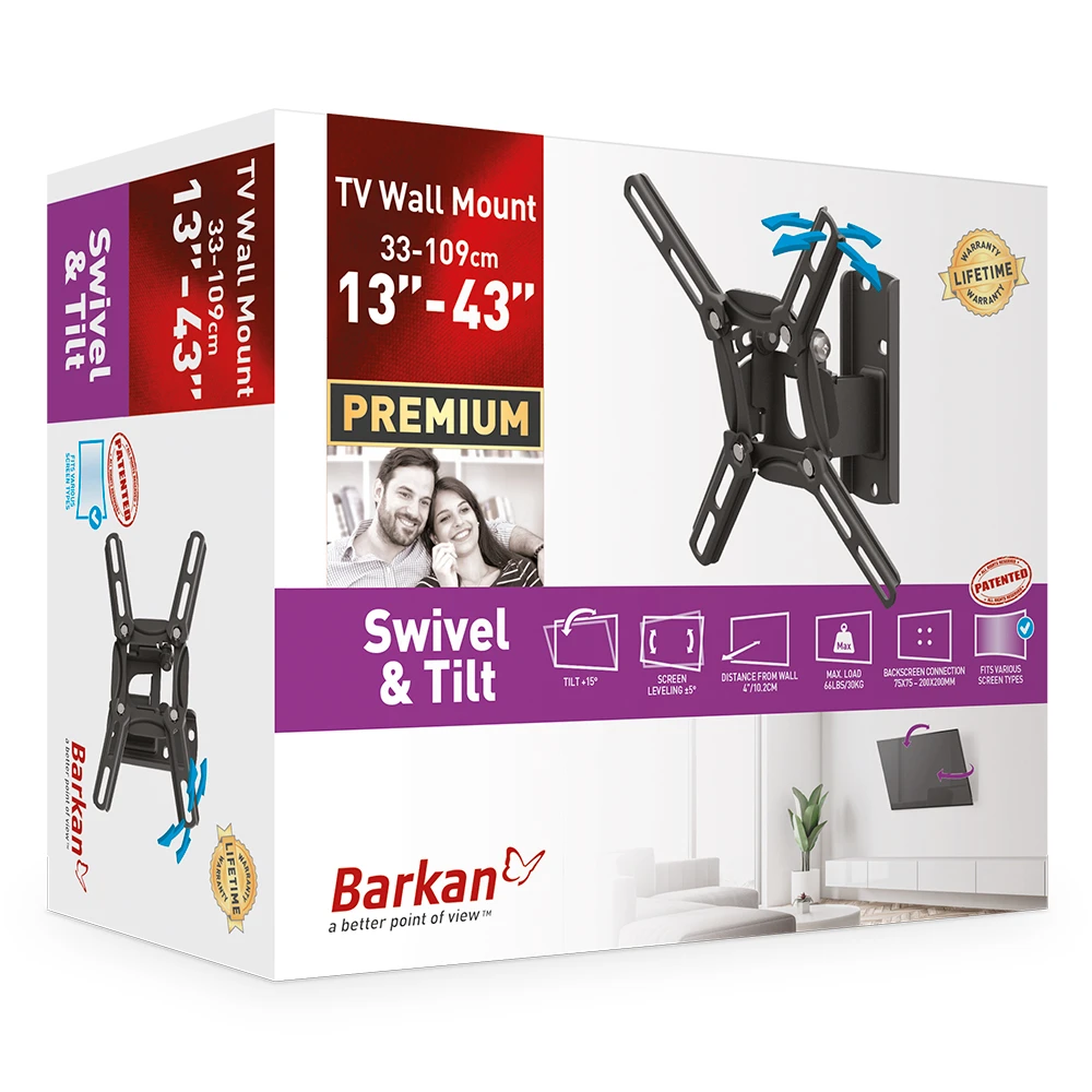 Suport tv de perete  barkan 2200, negru 7