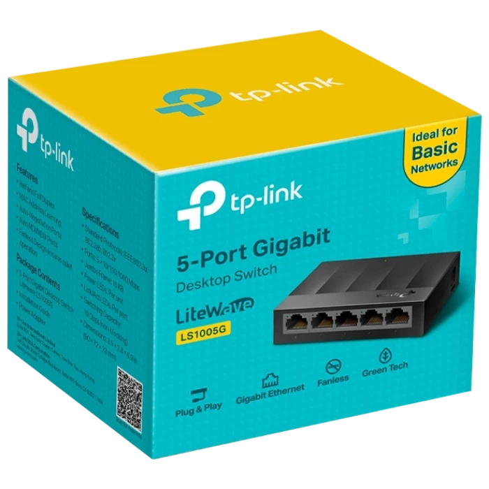 .5-port 10/100/1000mbps switch tp-link litewave "ls1005g", plastic case 2